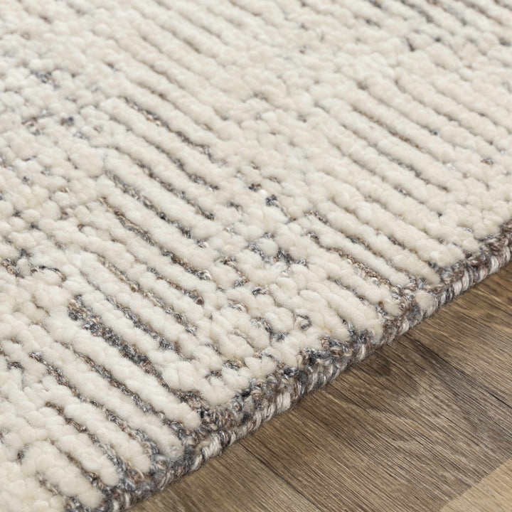 Delahey Ivory Modern Style Hand Tufted Wool Area Rug