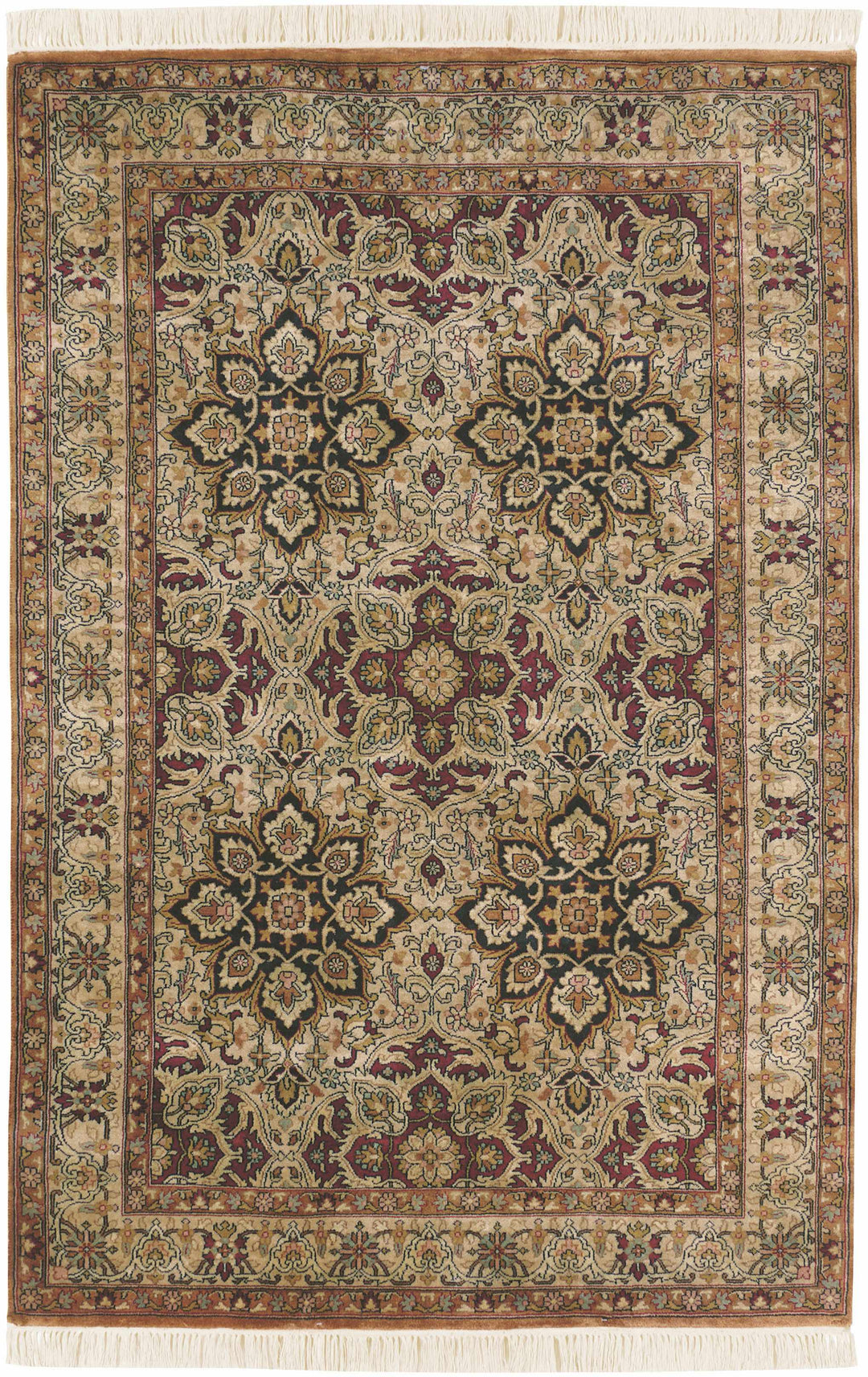 Dellslow Traditional Style Beige And Brown Hand Knotted Area Rug