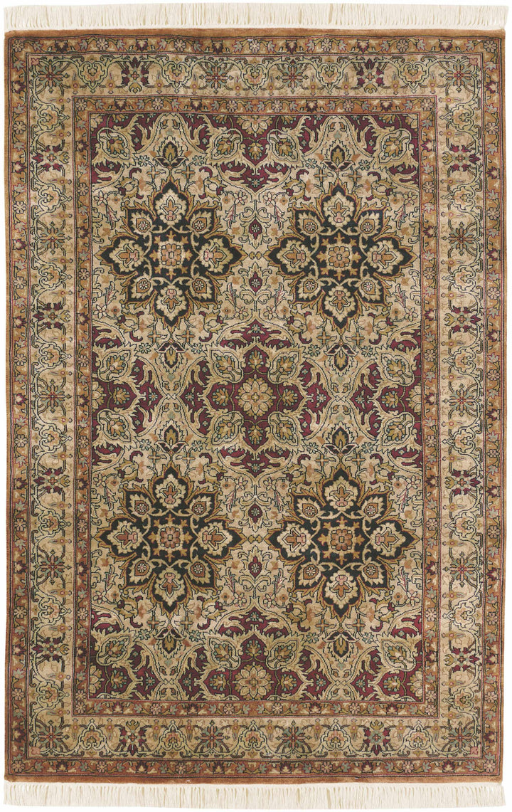 Dellslow Traditional Style Beige And Brown Hand Knotted Area Rug