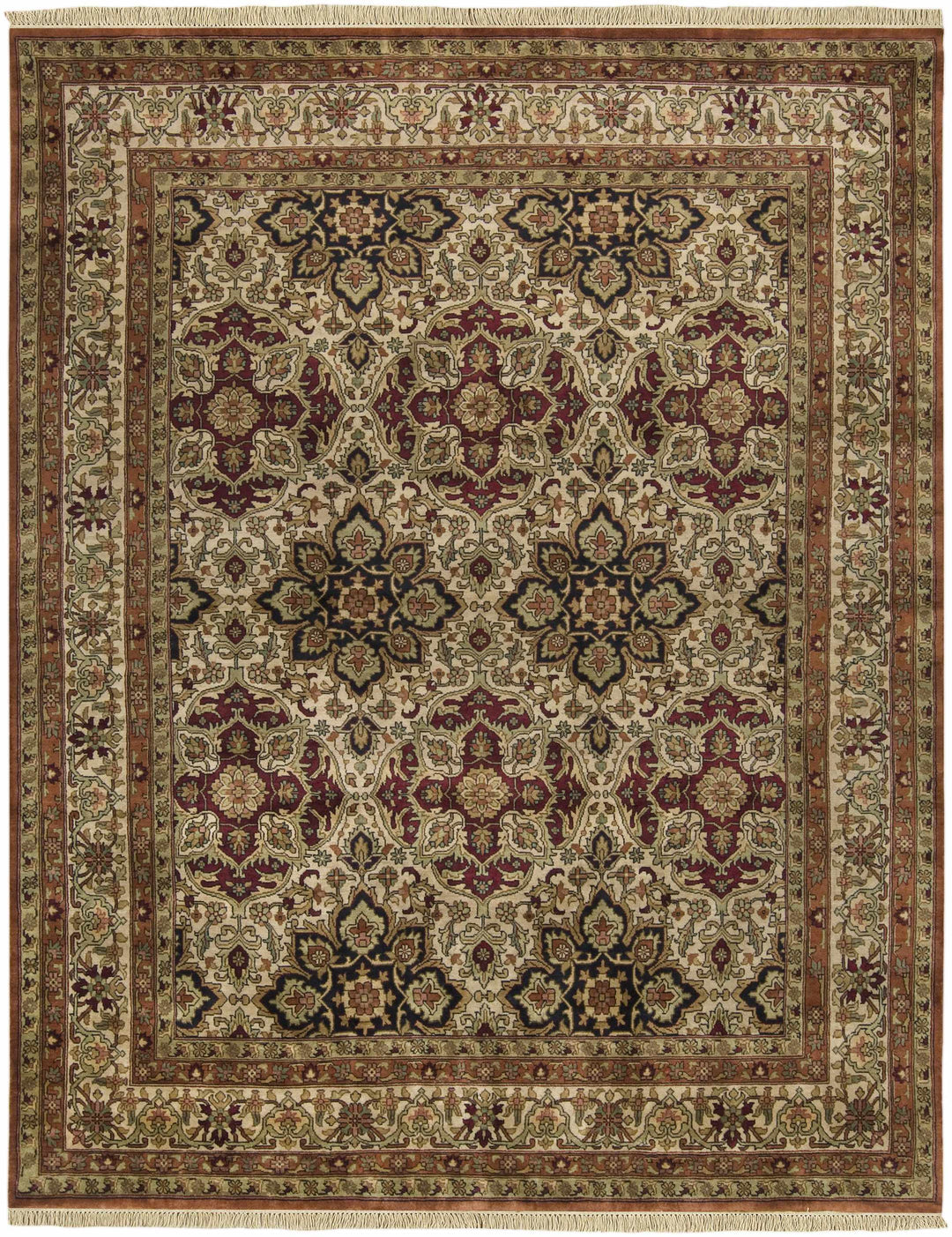 Dellslow Traditional Style Beige And Brown Hand Knotted Area Rug