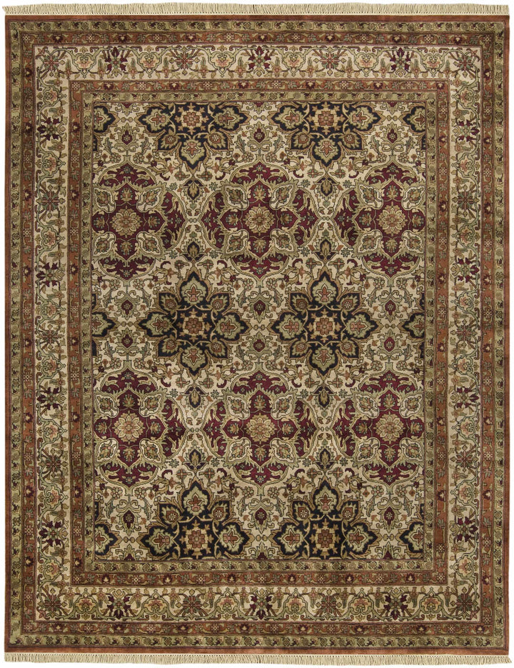 Dellslow Traditional Style Beige And Brown Hand Knotted Area Rug
