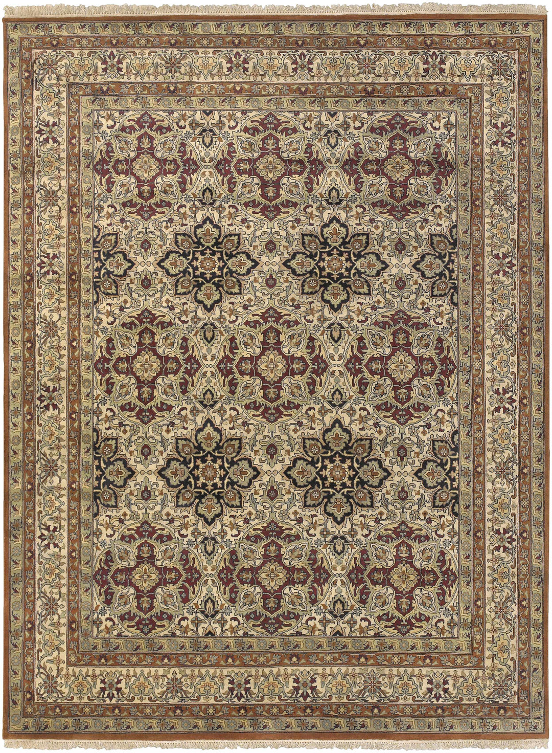 Dellslow Traditional Style Beige And Brown Hand Knotted Area Rug