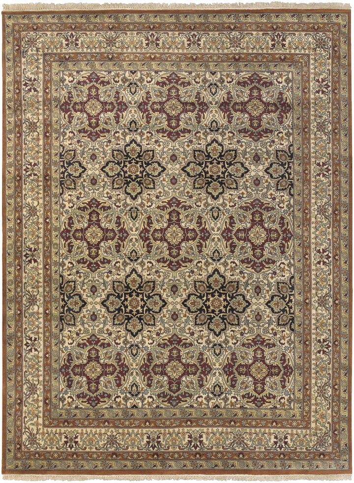 Dellslow Traditional Style Beige And Brown Hand Knotted Area Rug