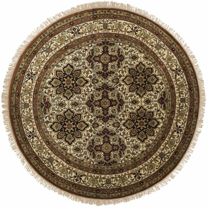 Dellslow Traditional Style Beige And Brown Hand Knotted Area Rug
