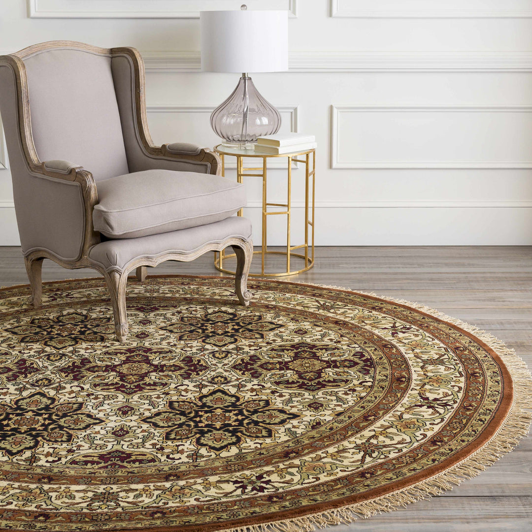 Dellslow Traditional Style Beige And Brown Hand Knotted Area Rug