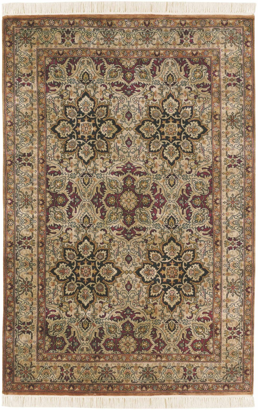 Dellslow Traditional Style Beige And Brown Hand Knotted Area Rug - The Rug Decor