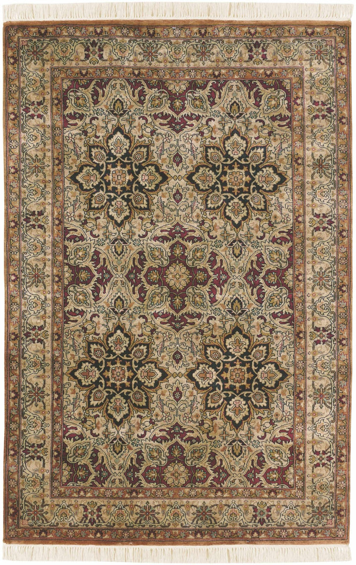 Dellslow Traditional Style Beige And Brown Hand Knotted Area Rug - The Rug Decor