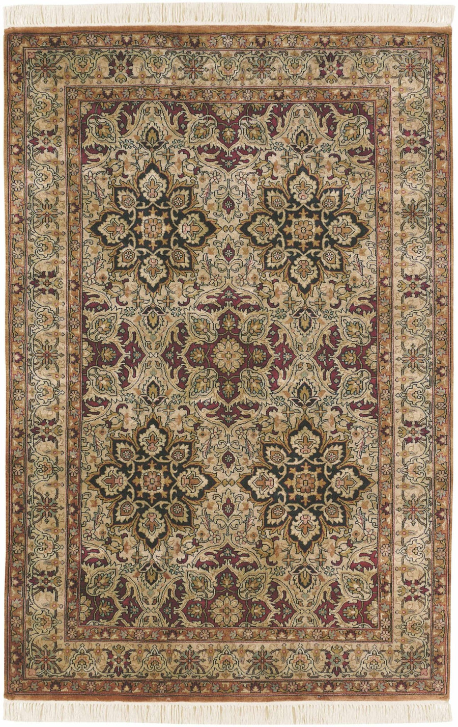 Dellslow Traditional Style Beige And Brown Hand Knotted Area Rug - The Rug Decor