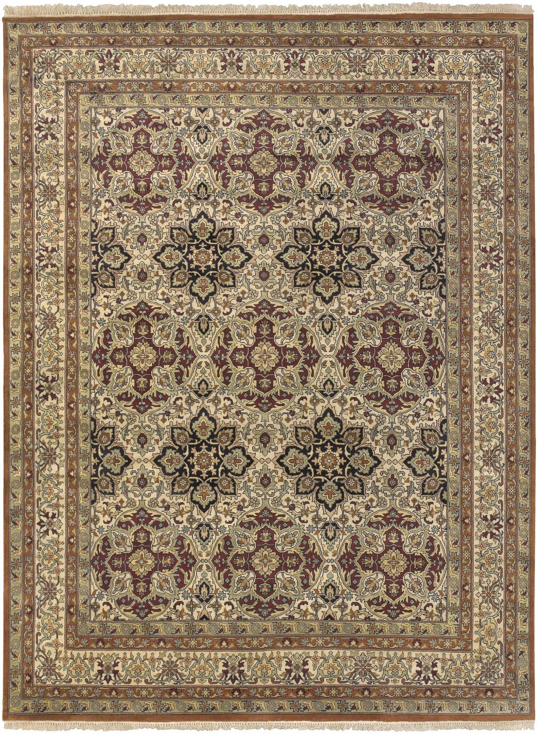 Dellslow Traditional Style Beige And Brown Hand Knotted Area Rug - The Rug Decor
