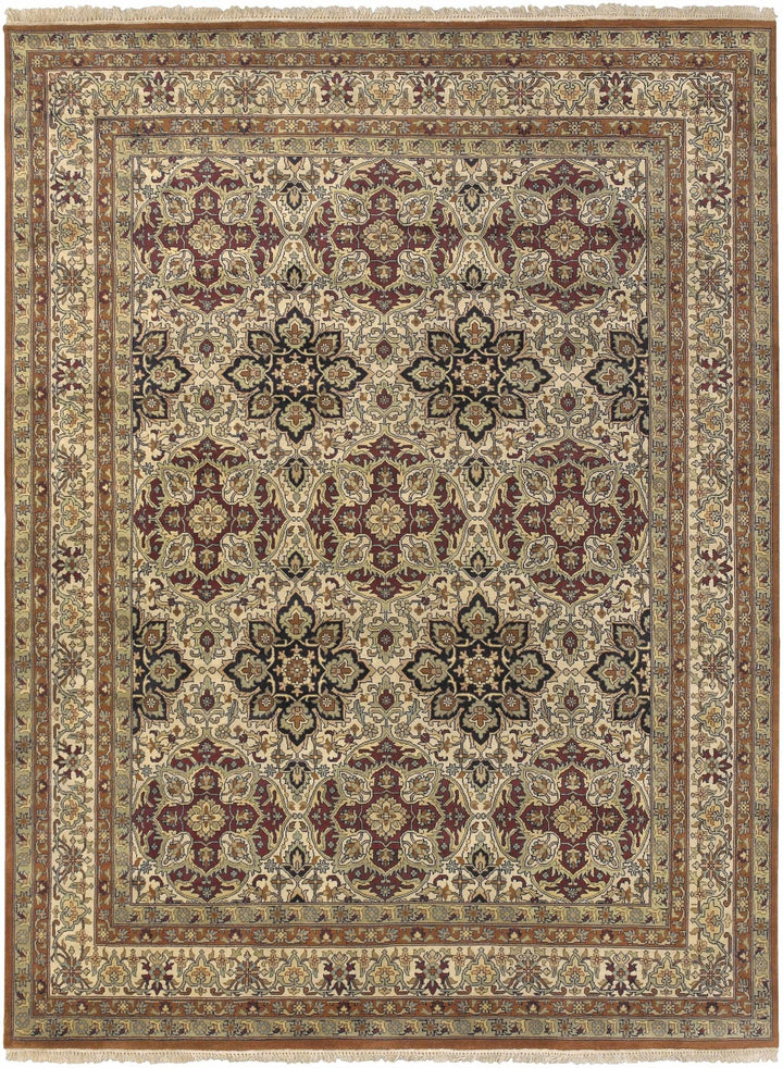 Dellslow Traditional Style Beige And Brown Hand Knotted Area Rug - The Rug Decor
