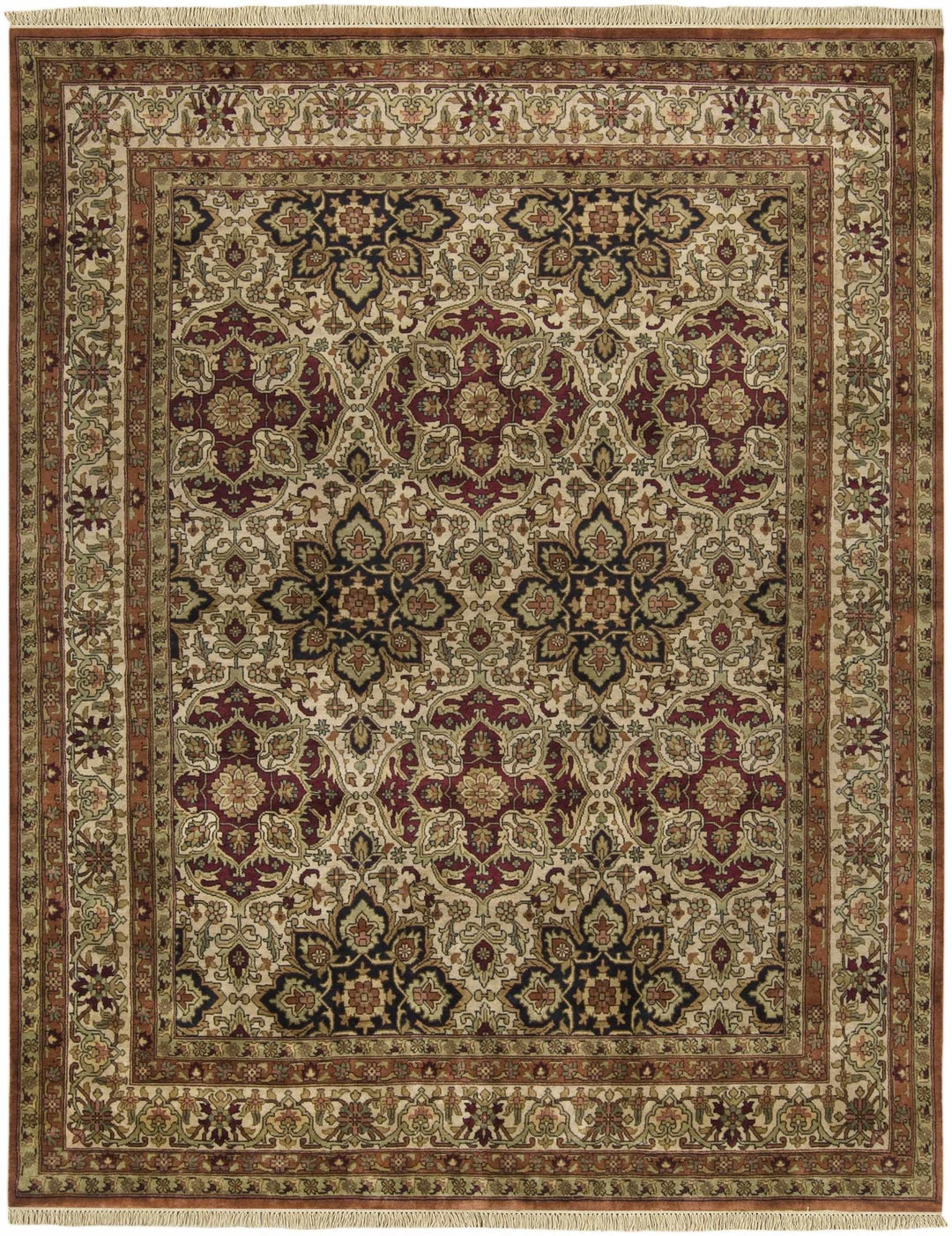 Dellslow Traditional Style Beige And Brown Hand Knotted Area Rug - The Rug Decor