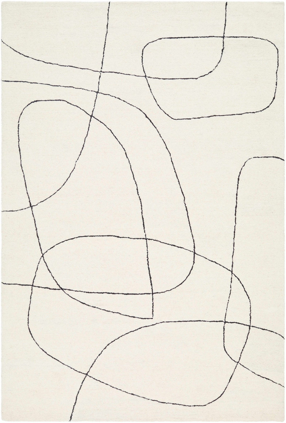 Deniz Contemporary Style Ivory And Black Wool Rug - The Rug Decor