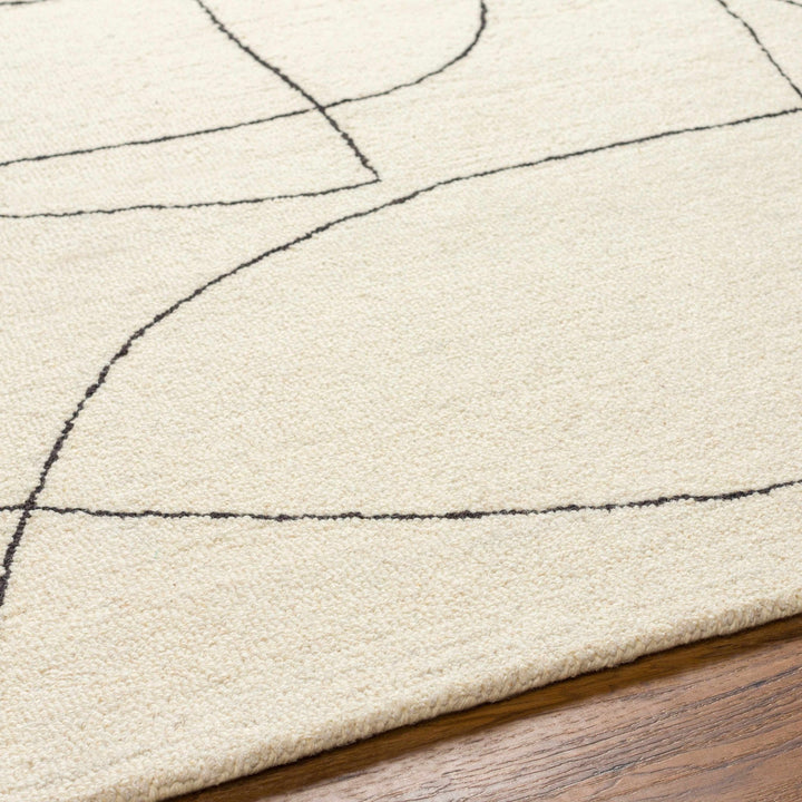 Deniz Contemporary Style Ivory And Black Wool Rug - The Rug Decor