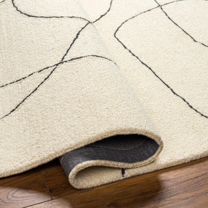 Deniz Contemporary Style Ivory And Black Wool Rug - The Rug Decor