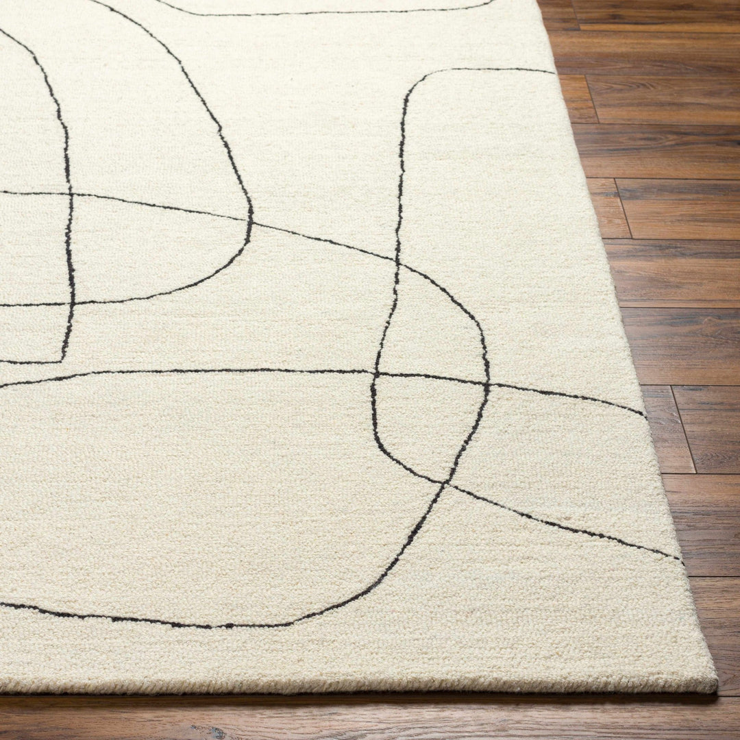 Deniz Contemporary Style Ivory And Black Wool Rug - The Rug Decor