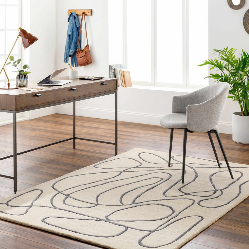 Derek Contemporary Ivory And Gray Area Rug - The Rug Decor