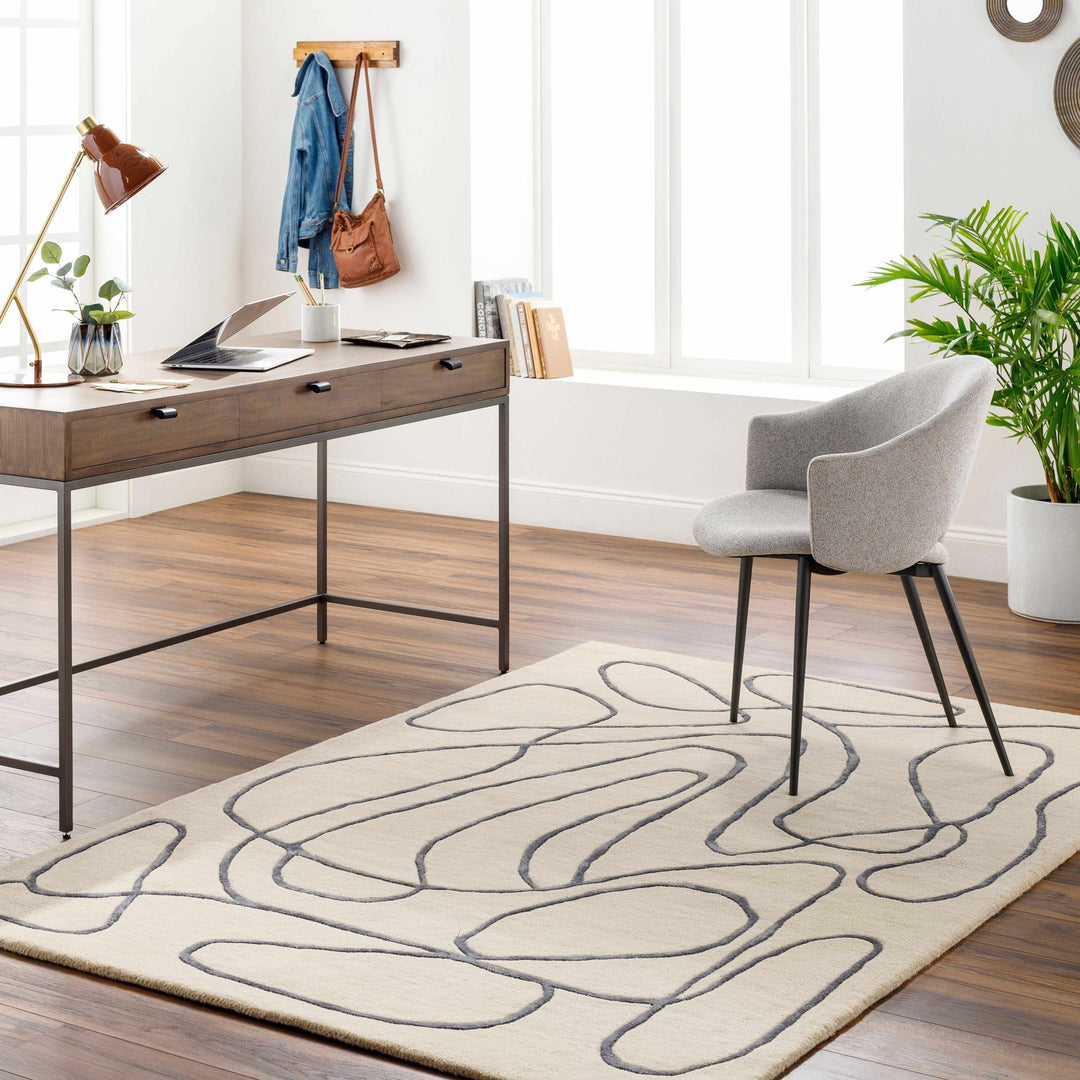 Derek Contemporary Ivory And Gray Area Rug - The Rug Decor