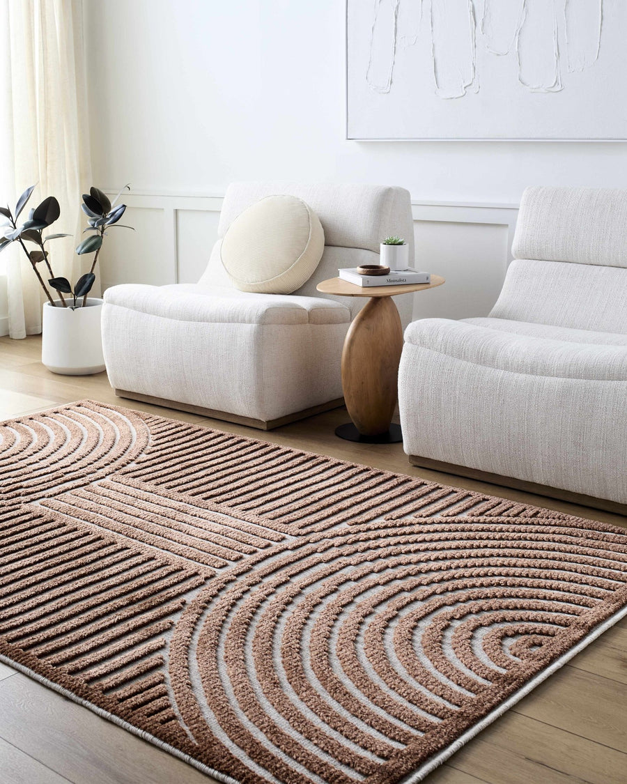 Deron Contemporary Style Brown Washable Area Rug - The Rug Decor