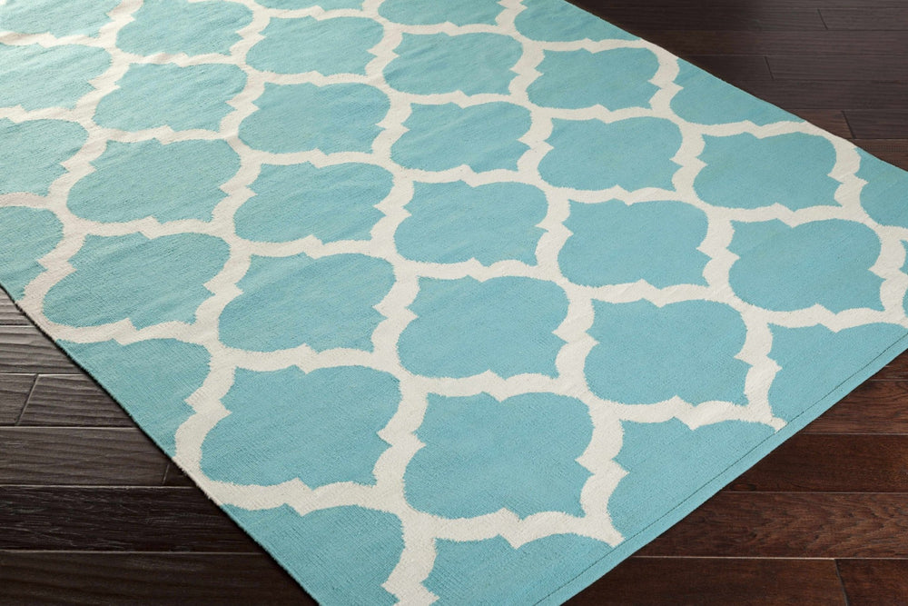 Derry Contemporary Style Aqua & Ivory Hand Woven Rug - The Rug Decor