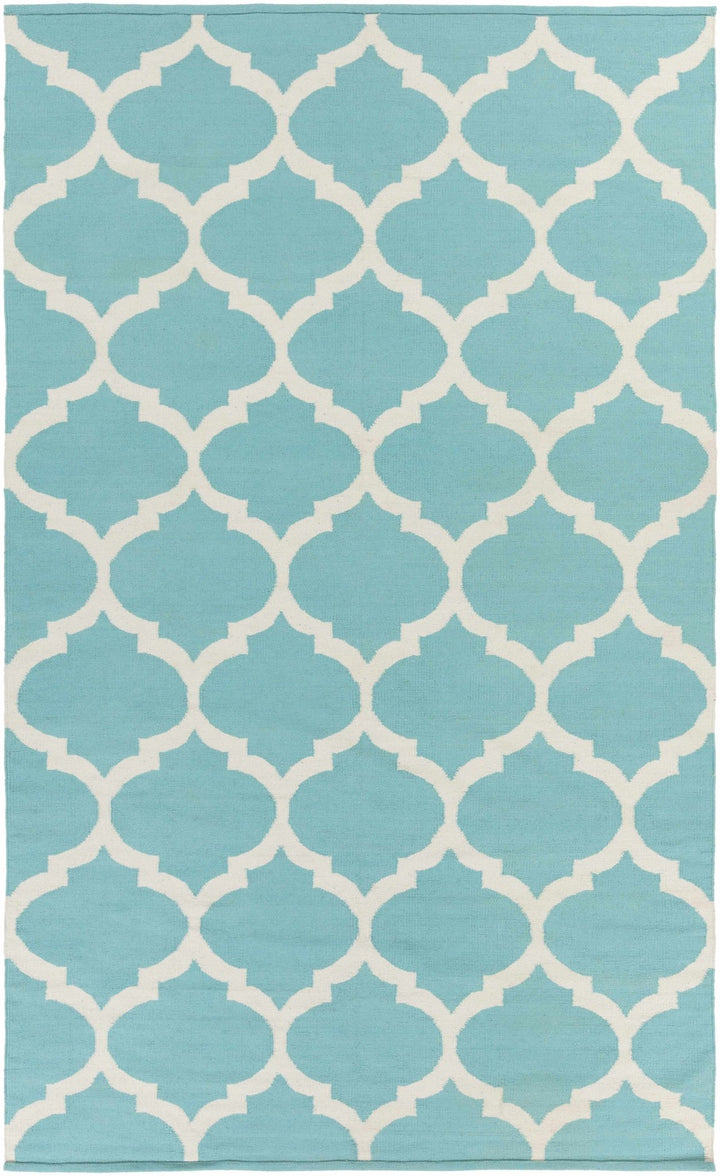 Derry Contemporary Style Aqua & Ivory Hand Woven Rug - The Rug Decor