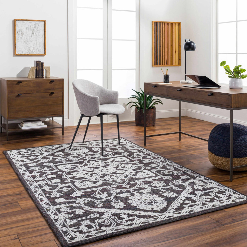 Derya Traditional Black And White Area Rug - The Rug Decor