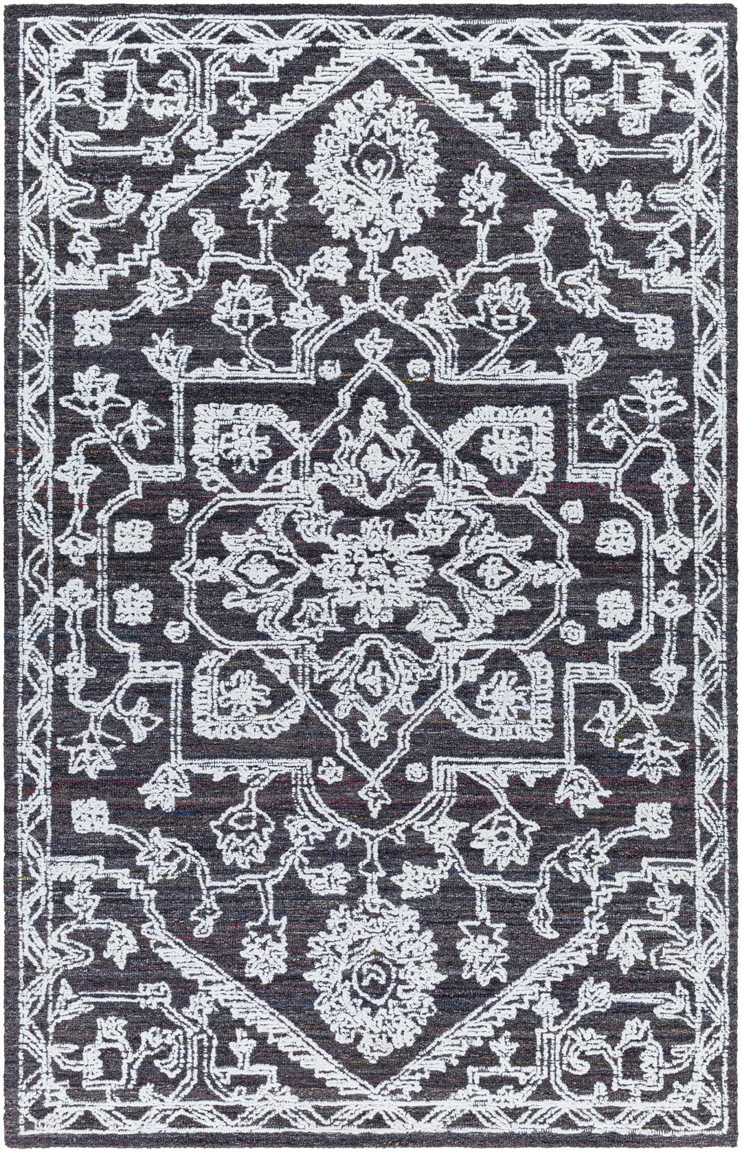 Derya Traditional Black And White Area Rug - The Rug Decor