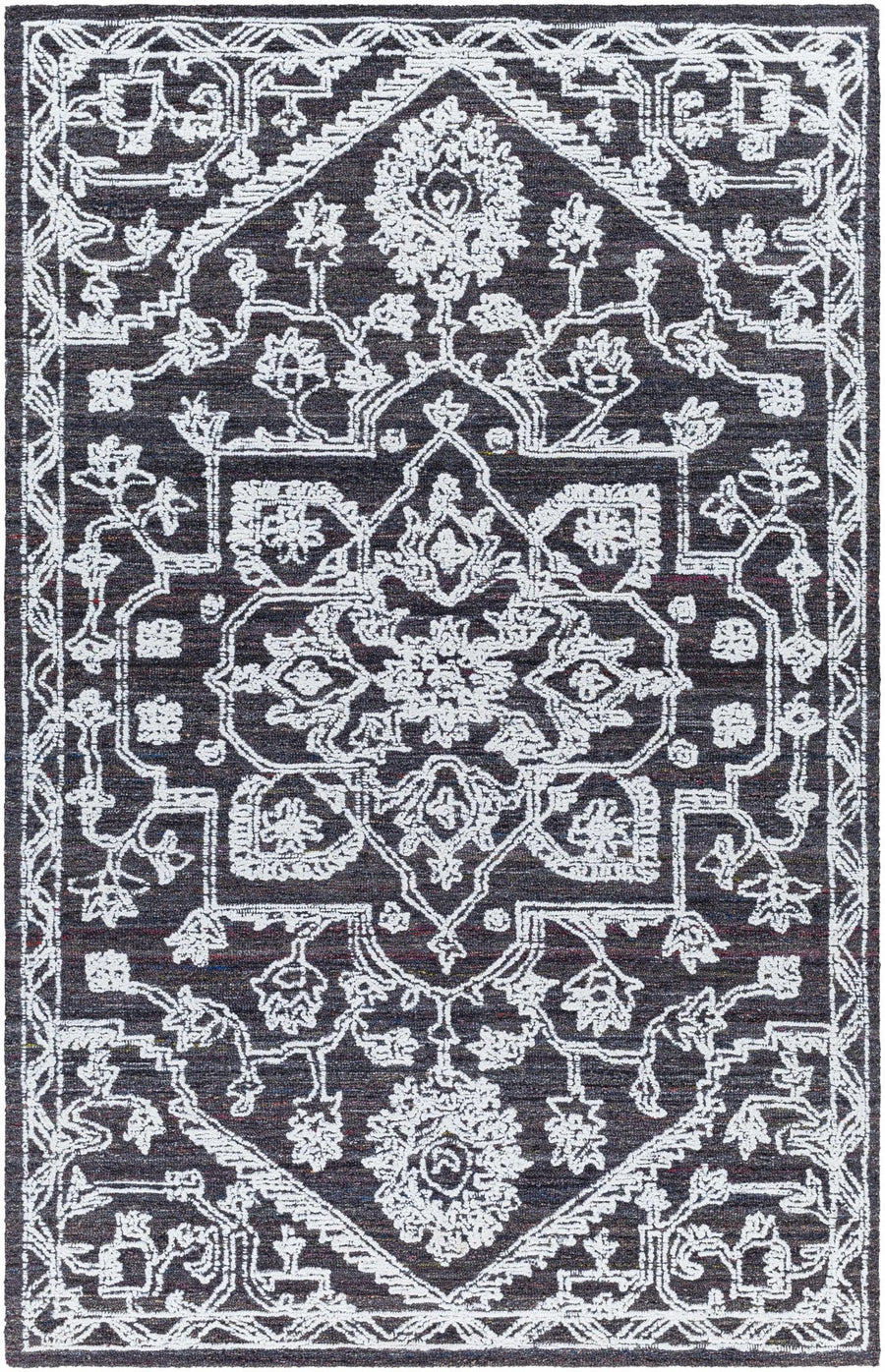 Derya Traditional Black And White Area Rug - The Rug Decor