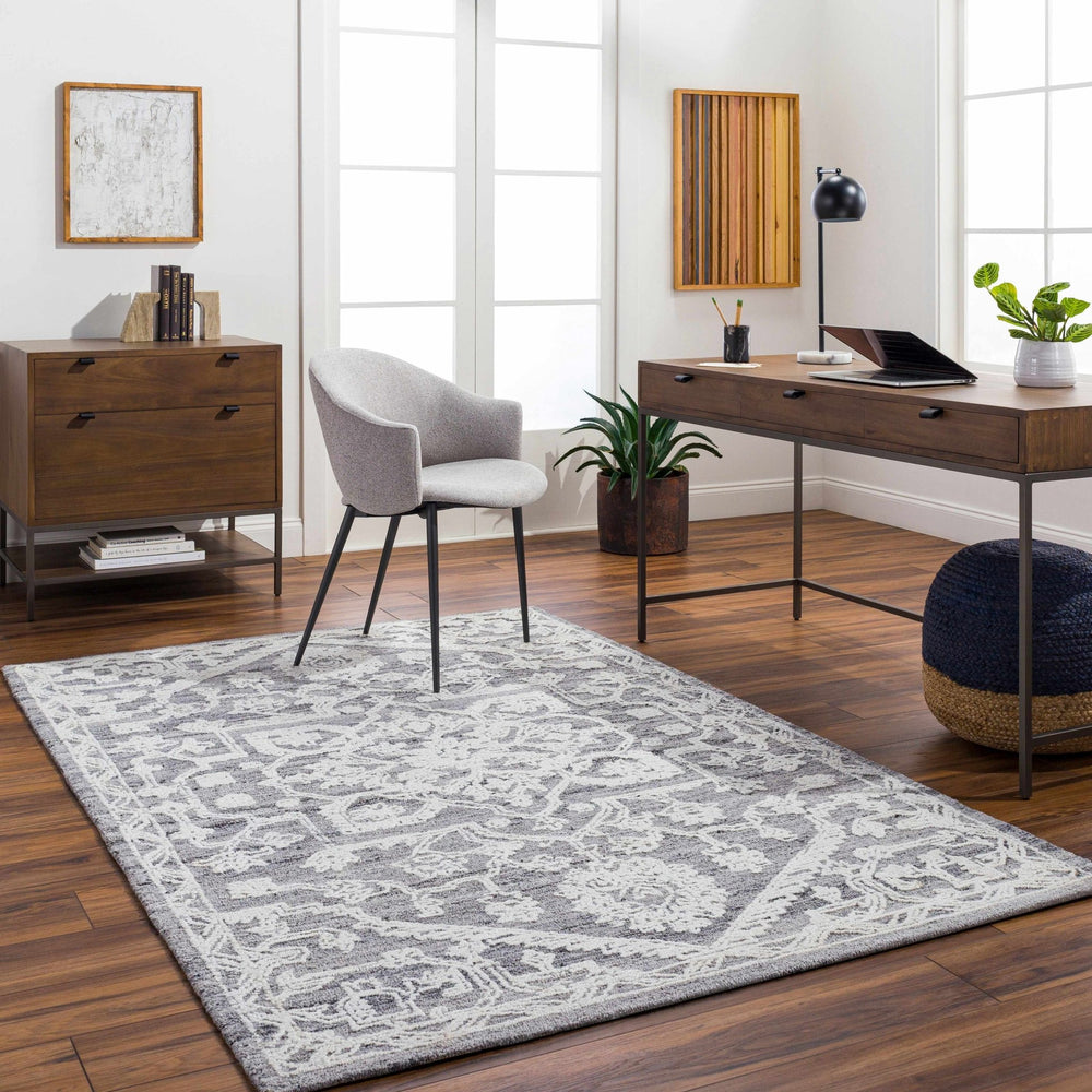 Derya Traditional Gray And Ivory Area Rug - The Rug Decor