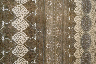 Design Brown, Silver and Beige Hand Knotted 8x10 Wool and Art Silk Area Rug - The Rug Decor