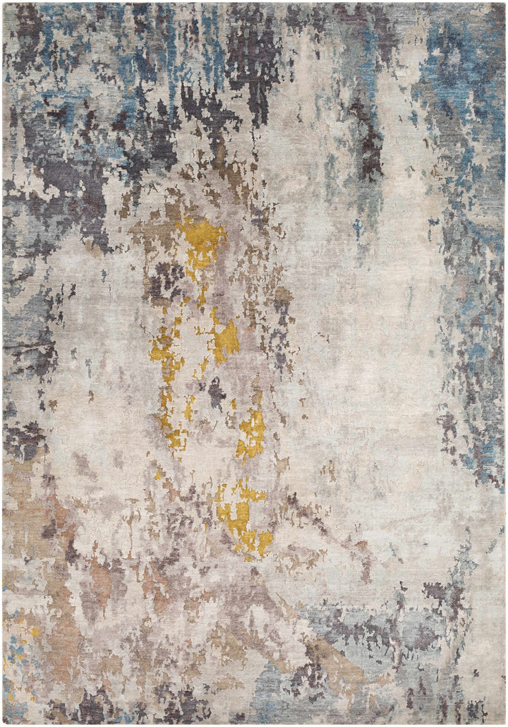 Dewitt Modern Abstract Design Beige Hand Knotted Area Rug