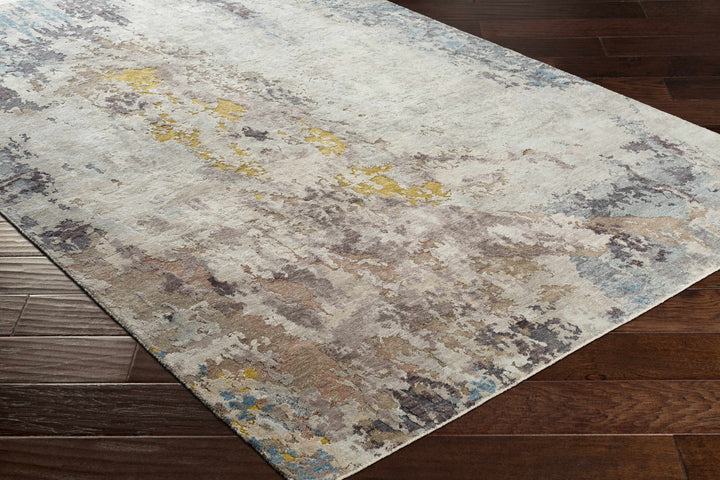 Dewitt Modern Abstract Design Beige Hand Knotted Area Rug
