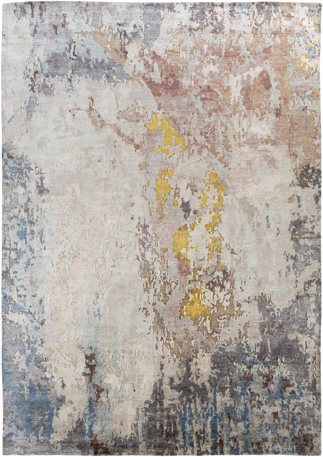 Dewitt Modern Abstract Design Beige Hand Knotted Area Rug