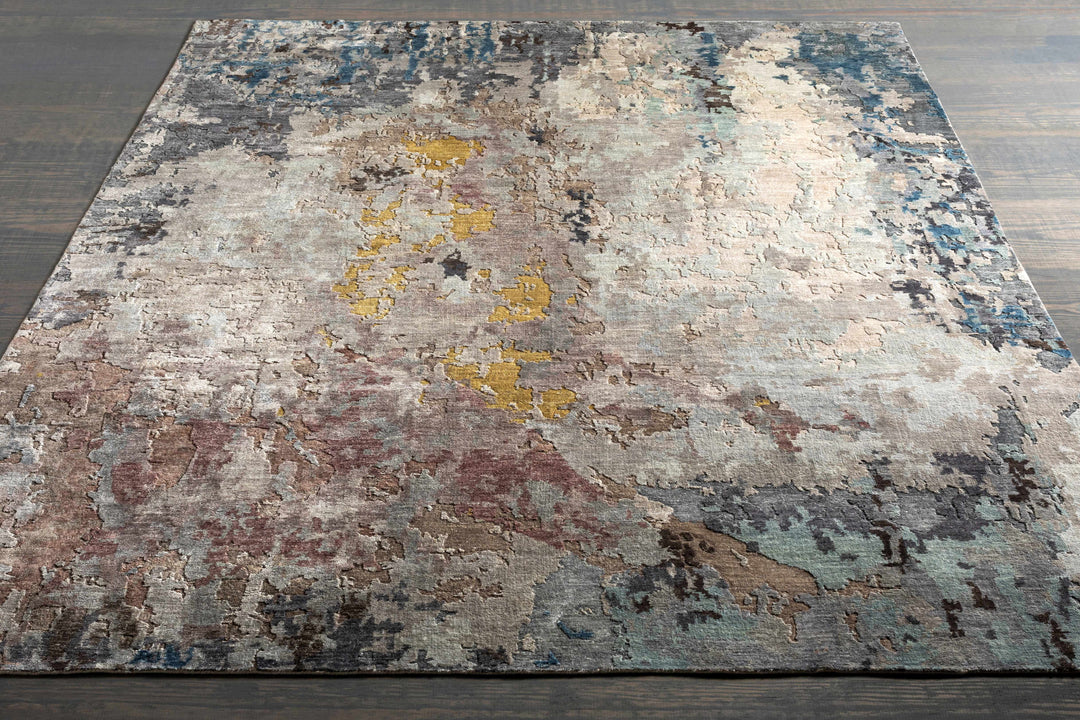 Dewitt Modern Abstract Design Beige Hand Knotted Area Rug