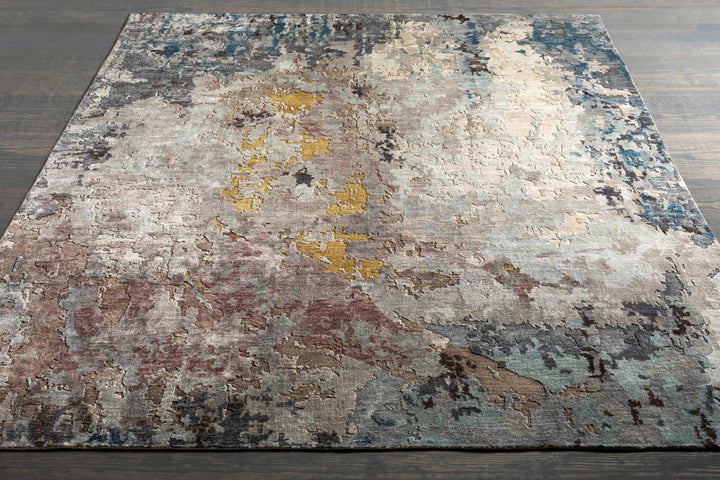 Dewitt Modern Abstract Design Beige Hand Knotted Area Rug
