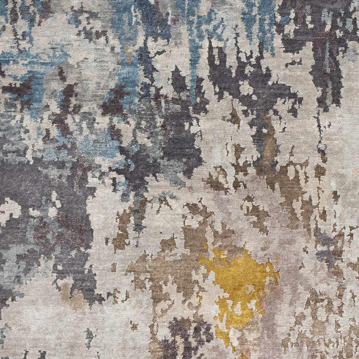 Dewitt Modern Abstract Design Beige Hand Knotted Area Rug