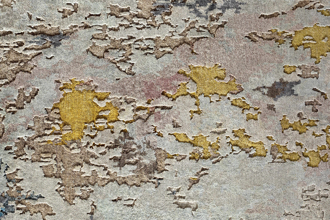 Dewitt Modern Abstract Design Beige Hand Knotted Area Rug