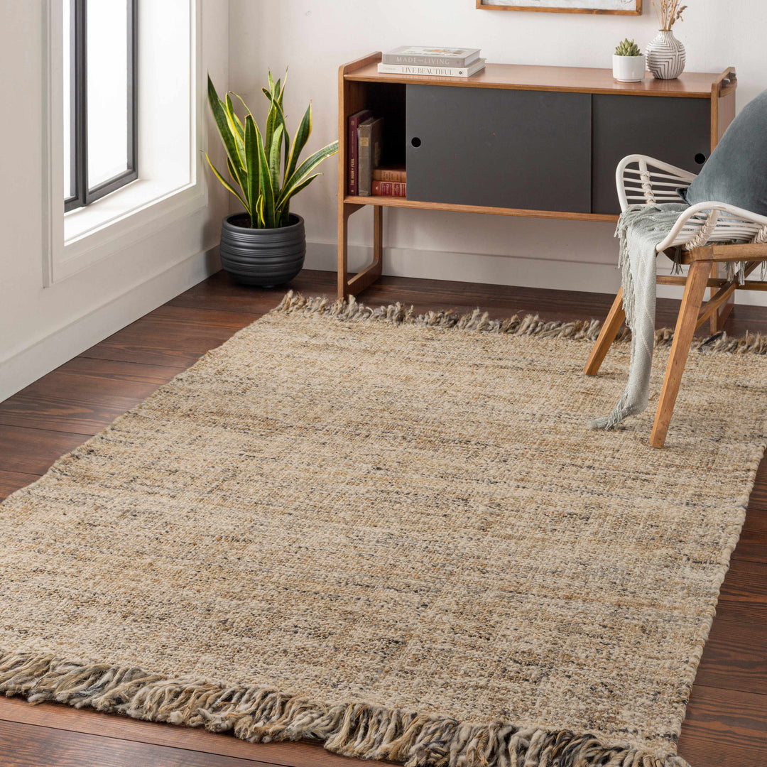 Edgely Contemporary Abstract Beige Hand Woven Area Rug