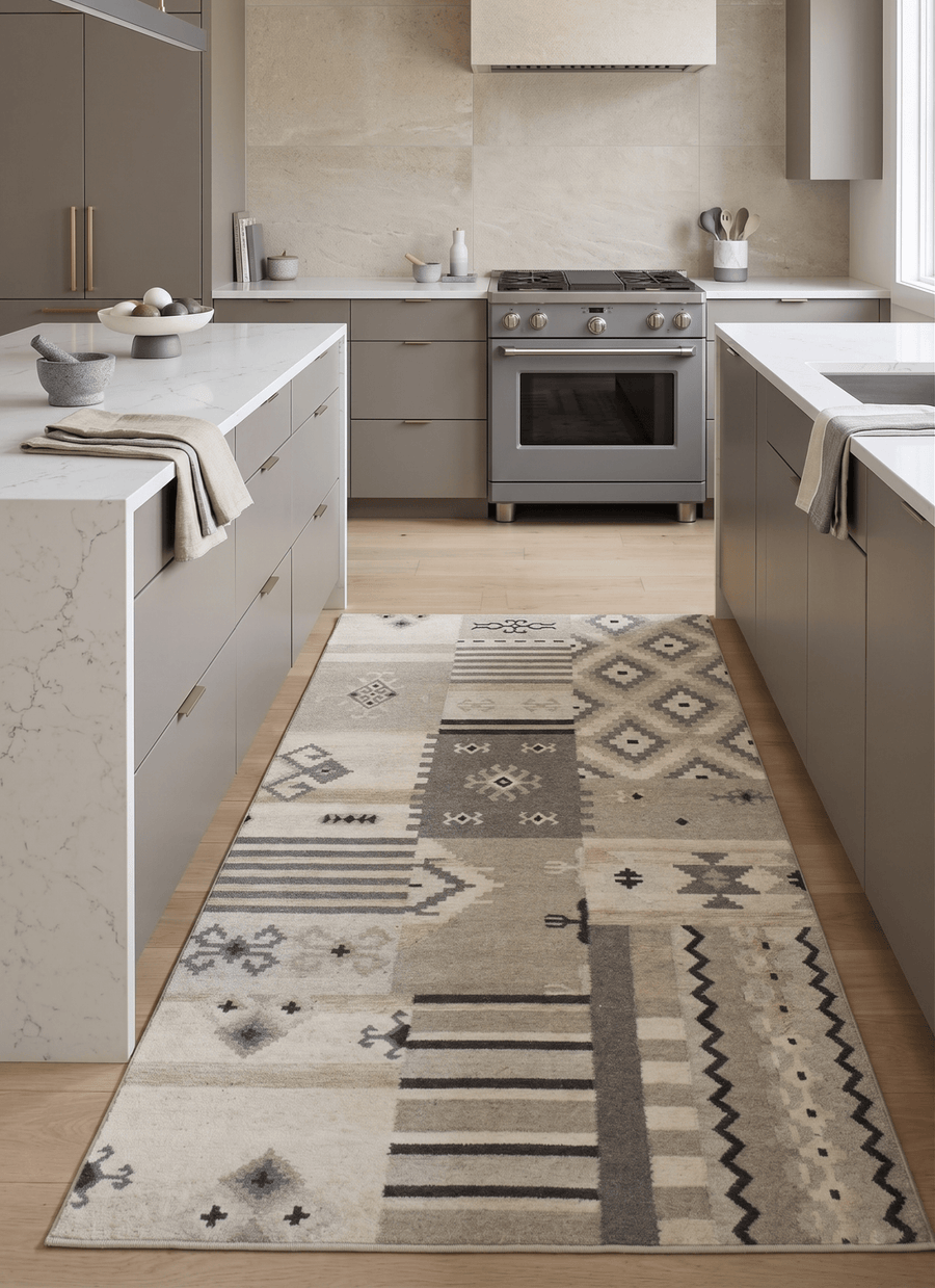 Dhurrie Beige Modern Tribal Pattern Wool Area Rug - The Rug Decor
