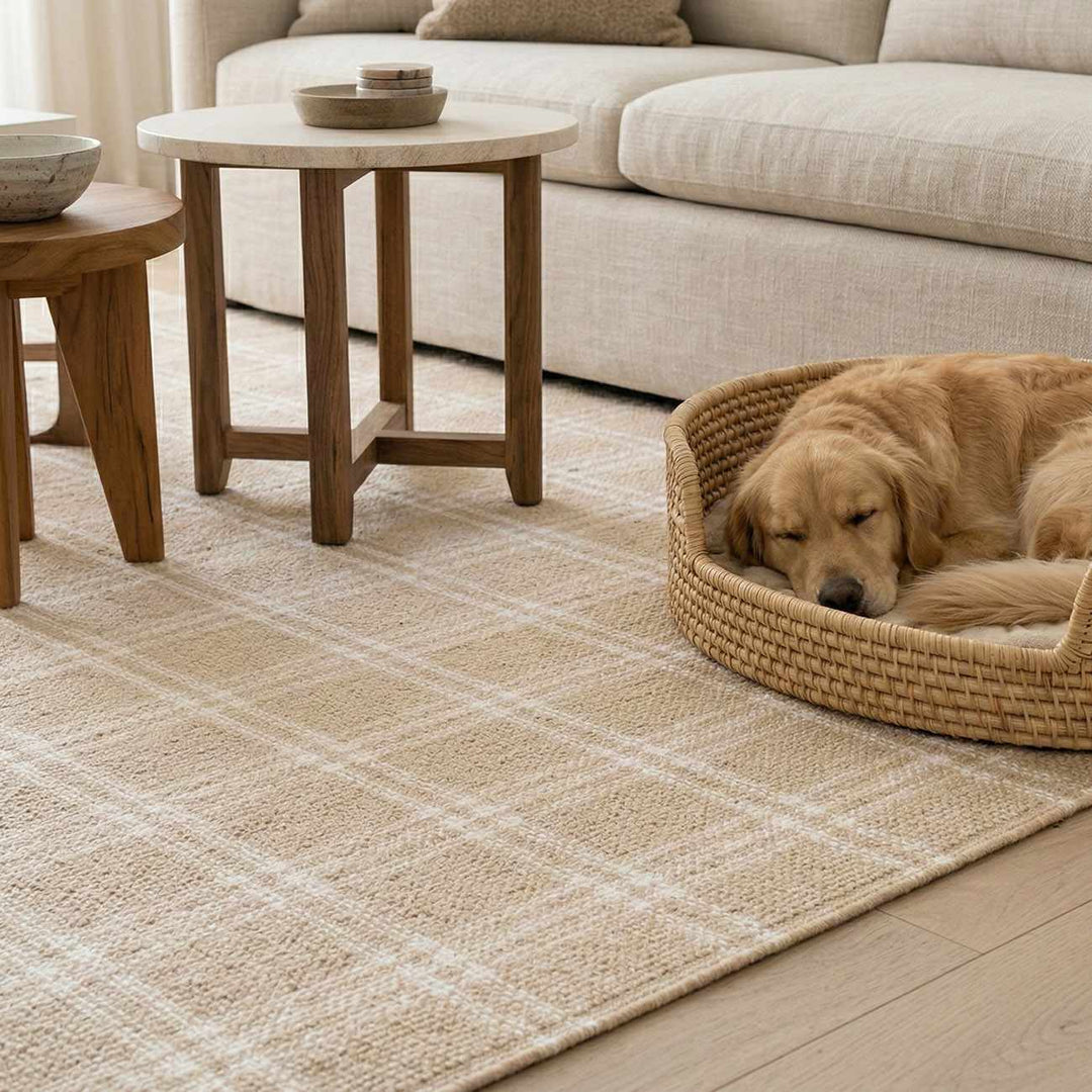Dhyana Modern Geometrical Design Beige Hand Woven Area Rug - The Rug Decor