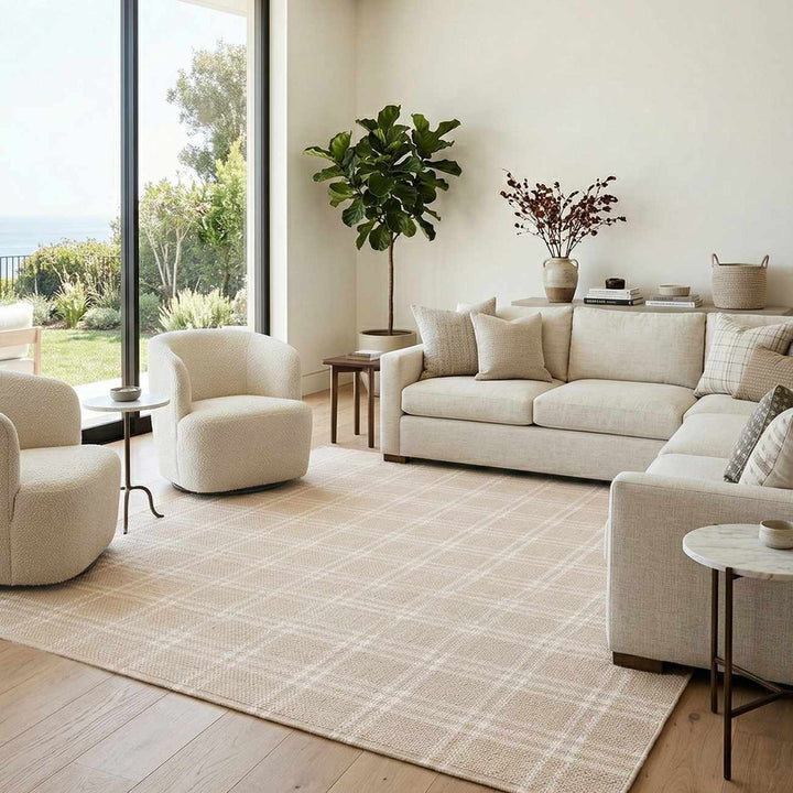 Dhyana Modern Geometrical Design Beige Hand Woven Area Rug - The Rug Decor
