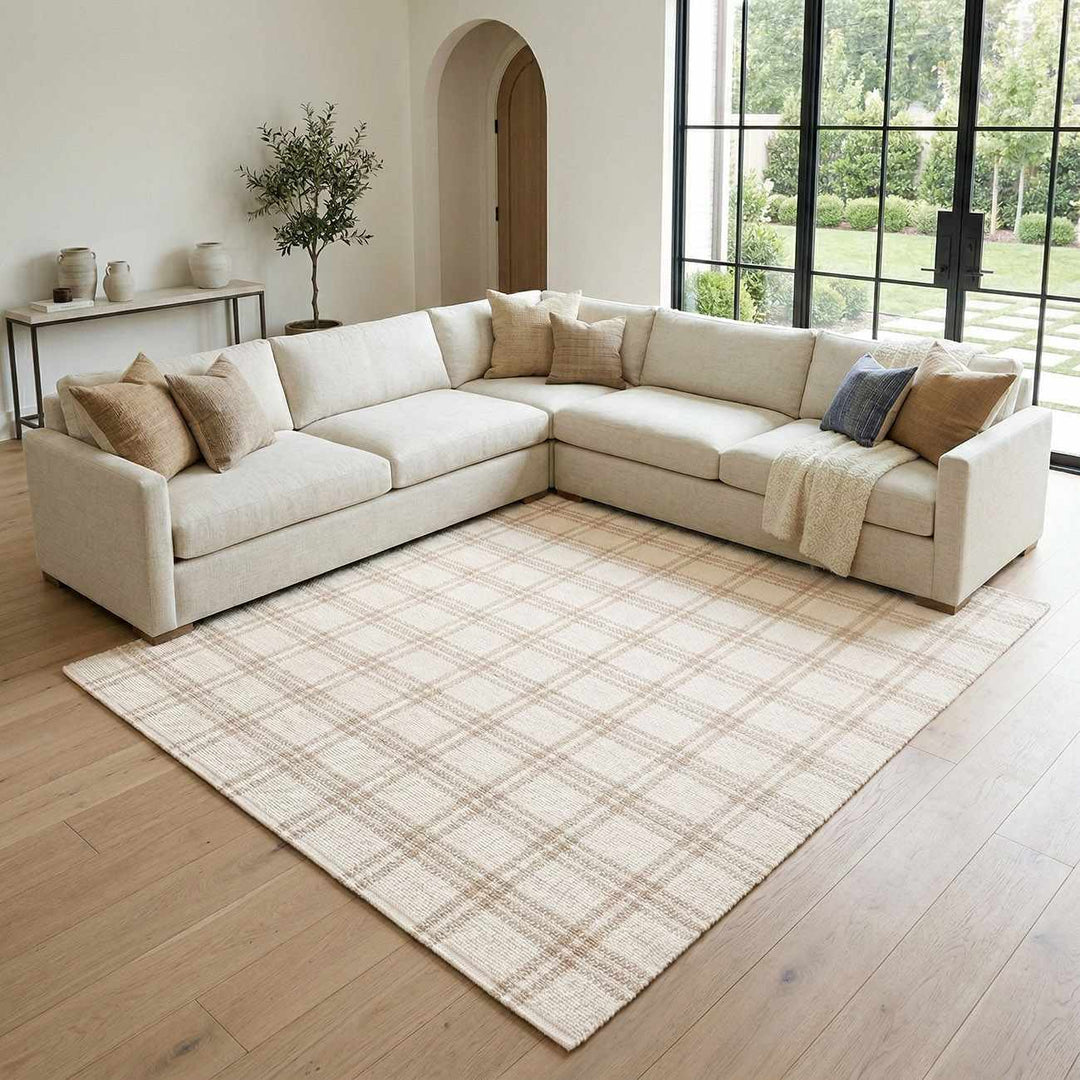 Dhyana Modern Style Beige And Cream Hand Woven Area Rug - The Rug Decor