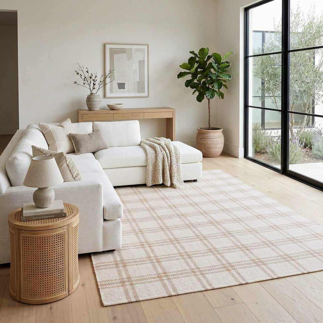 Dhyana Modern Style Beige And Cream Hand Woven Area Rug - The Rug Decor