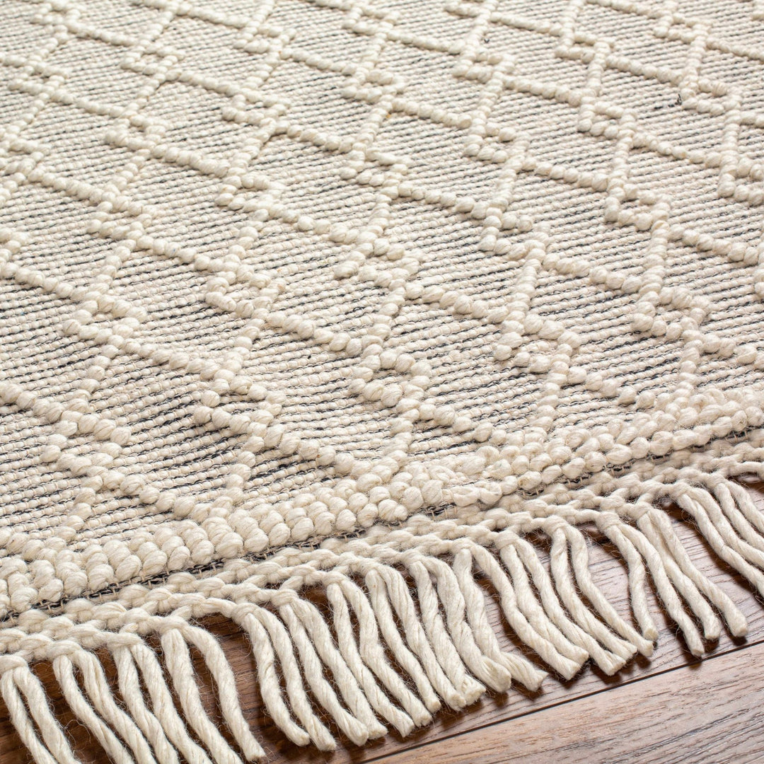 Diata Contemporary Trellis Ivory & Black Hand Woven Wool Rug - The Rug Decor