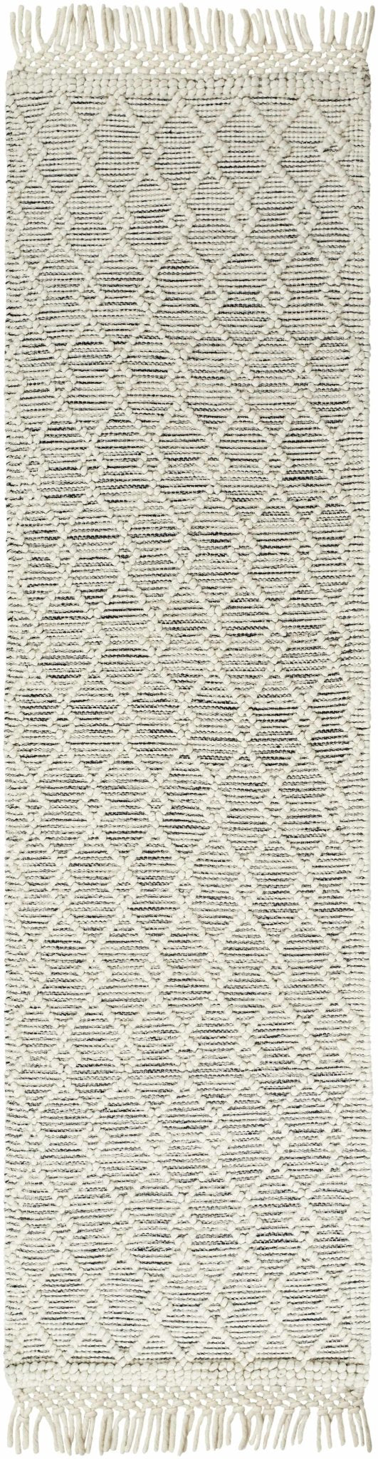 Diata Contemporary Trellis Ivory & Black Hand Woven Wool Rug - The Rug Decor