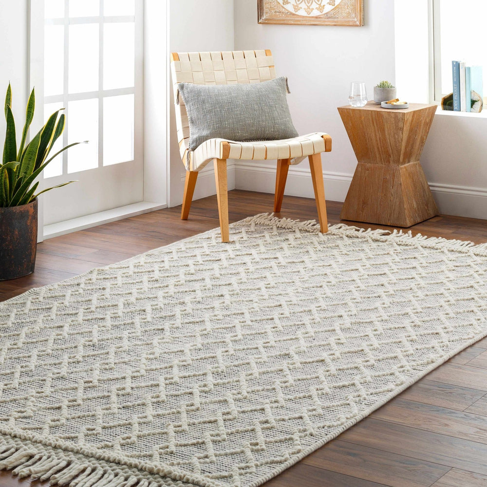Diata Contemporary Trellis Ivory & Black Hand Woven Wool Rug - The Rug Decor