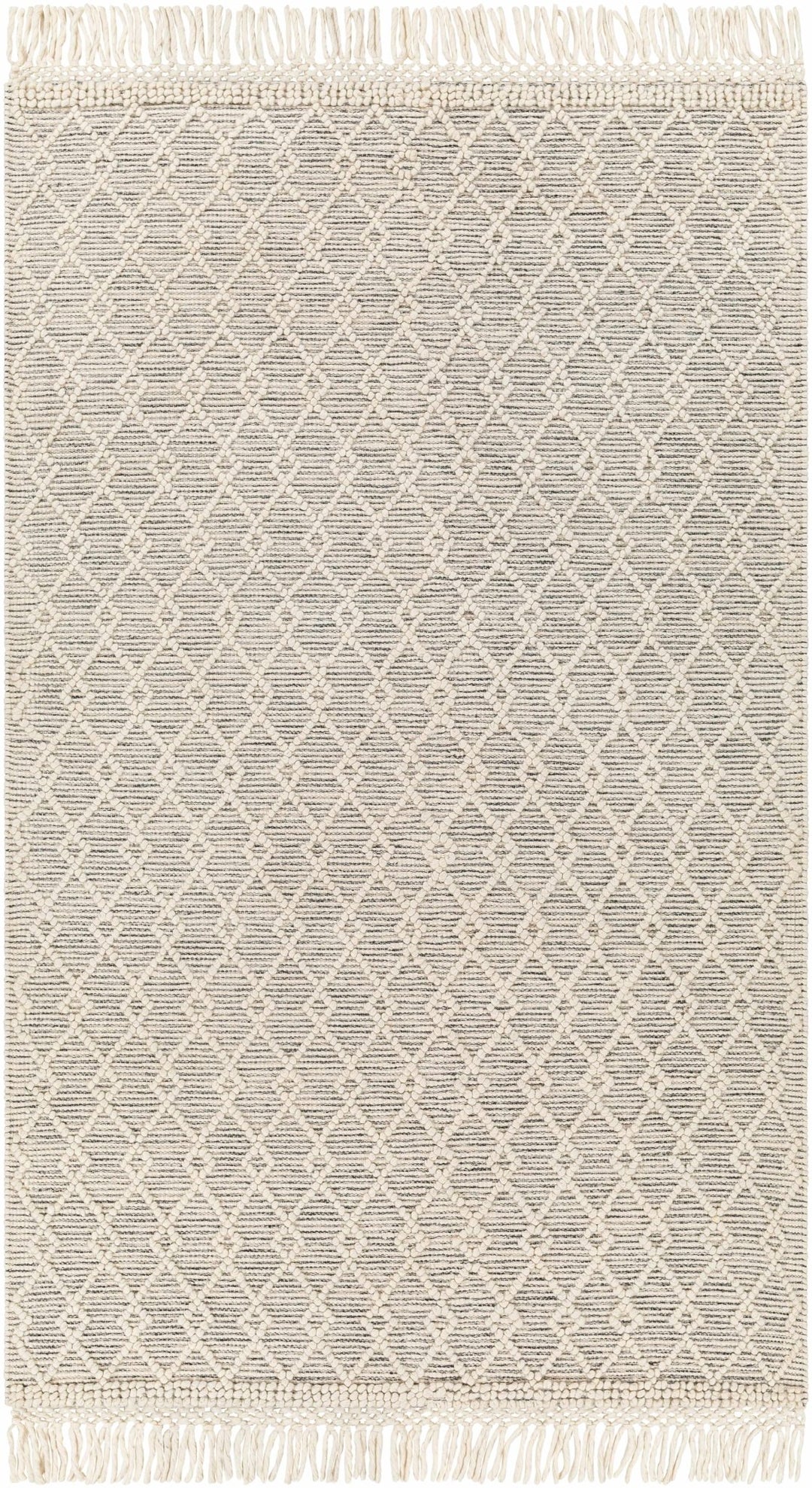 Diata Contemporary Trellis Ivory & Black Hand Woven Wool Rug - The Rug Decor