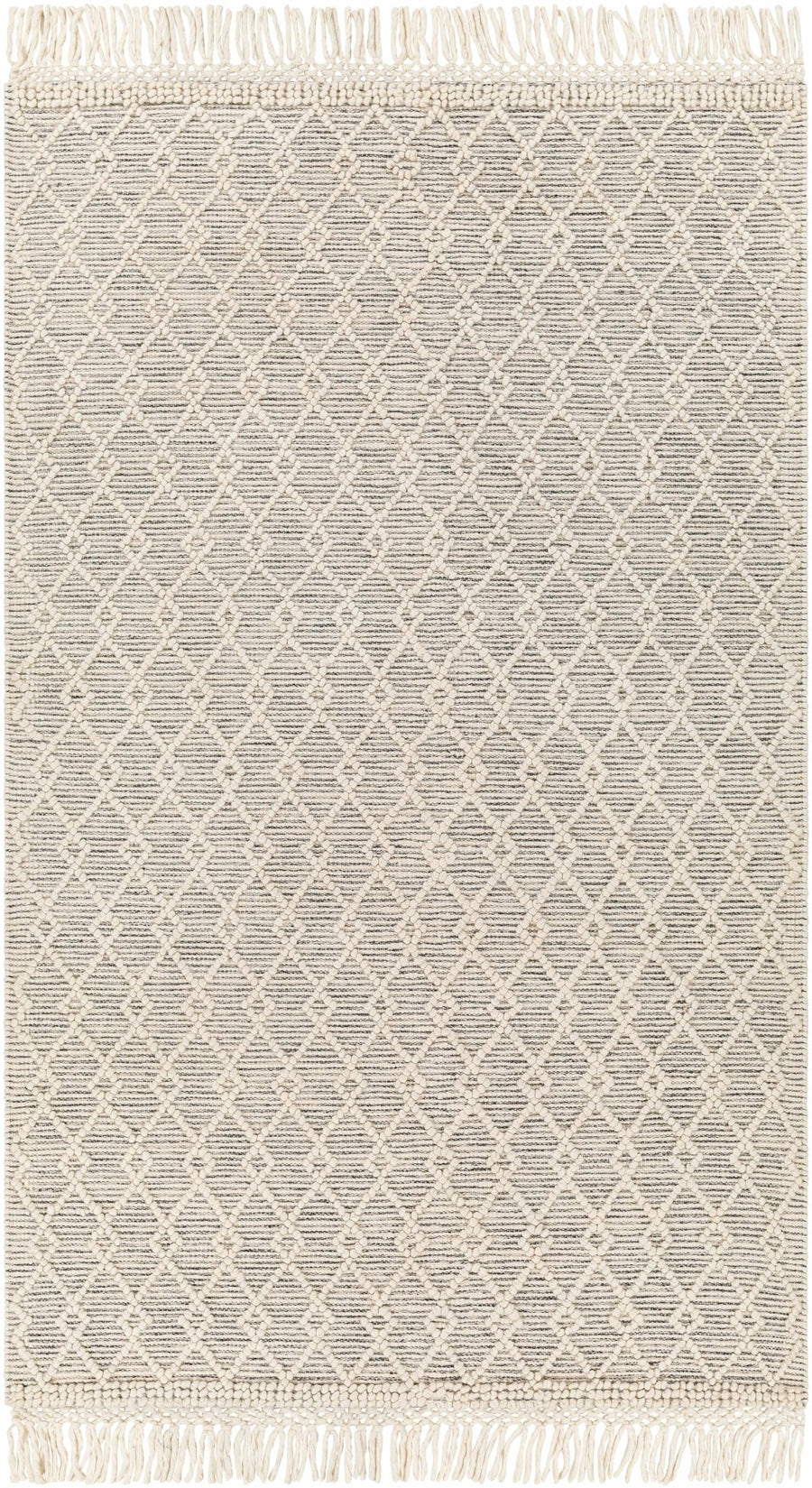 Diata Contemporary Trellis Ivory & Black Hand Woven Wool Rug - The Rug Decor