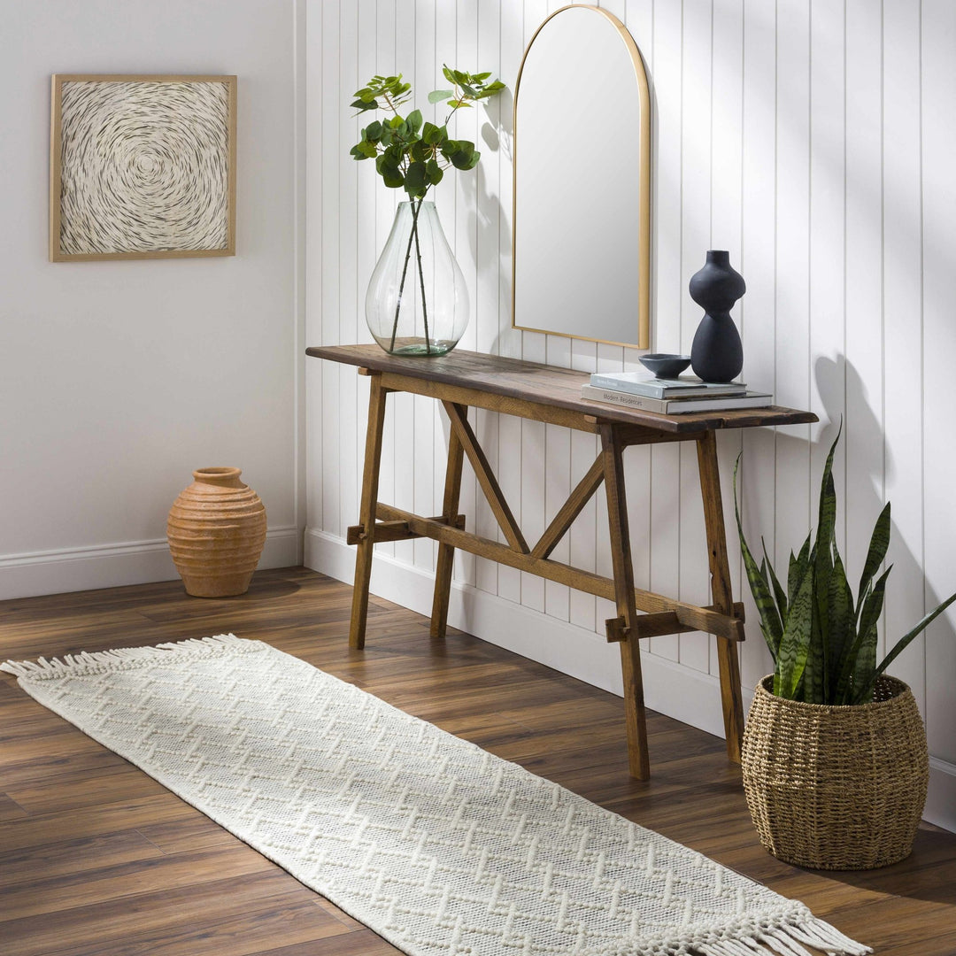 Diata Contemporary Trellis Ivory & Black Hand Woven Wool Rug - The Rug Decor