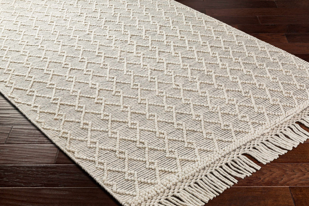Diata Contemporary Trellis Ivory & Black Hand Woven Wool Rug - The Rug Decor