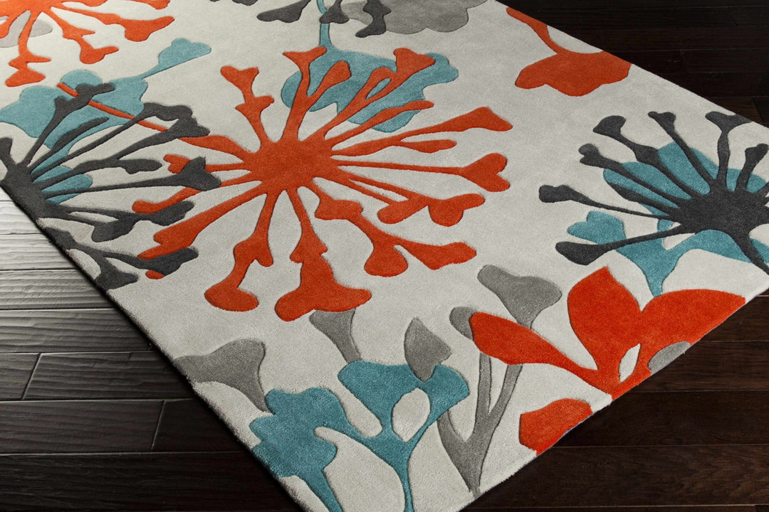 Dickens Modern Style Off White And Teal Hand Tufted Blooming Rug - The Rug Decor